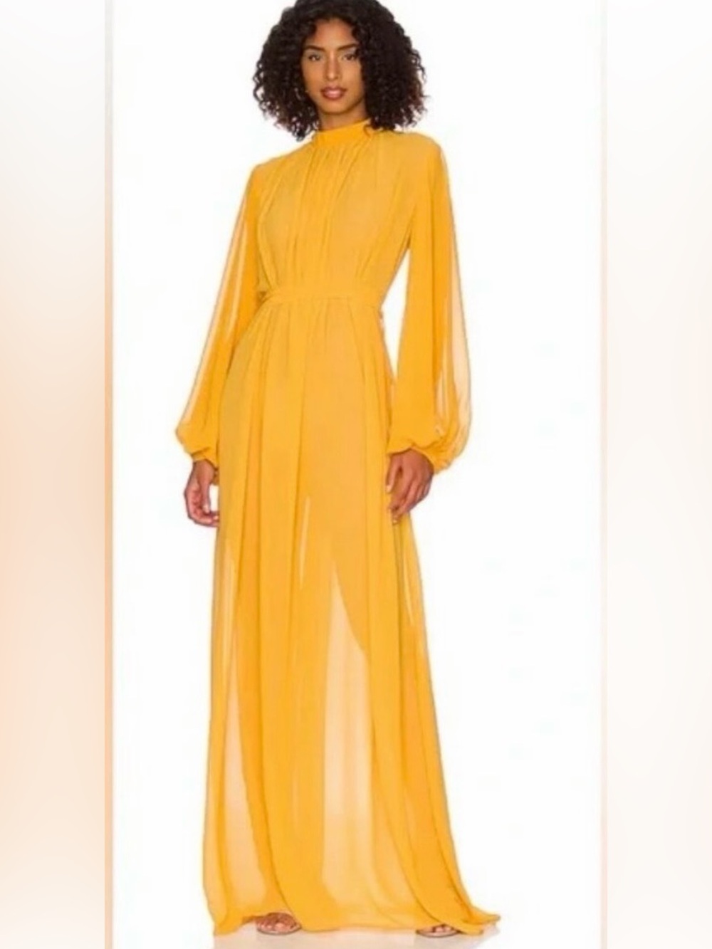 NWT Andrea Iyamah Golden Yellow Long-Sleeve SADE Maxi Dress